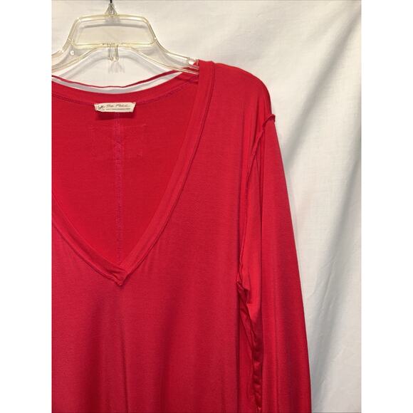 We The Free Womens XL Shirt Long Sleeve Hot Pink Oversize V Neck Athleisure - Picture 3 of 12